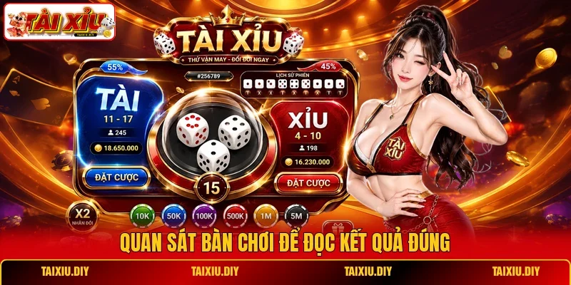 Quan sát bàn chơi để đọc kết quả đúng